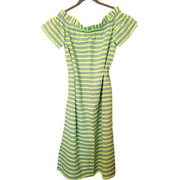 New Corey Lynn Calter Biata Off-The-Shoulder Midi Dress $178 SMALL Blue Lime - Picture 6 of 7